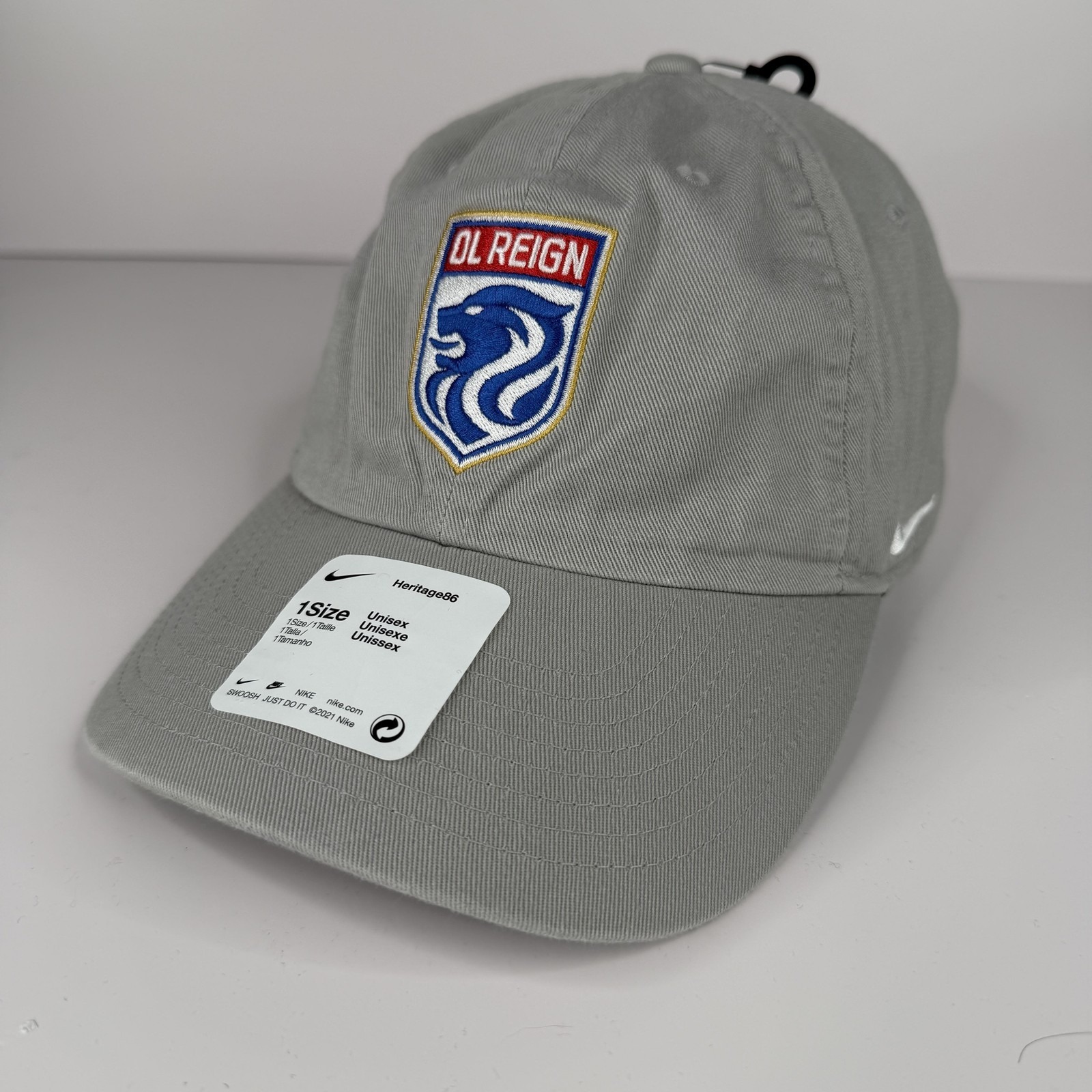 Ol Reign Hat Cap Strap Back Mens One Size Gray Soccer Nike Dri Fit Heritage86